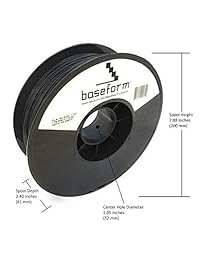 baseform Pla filamento, tolerancia ajustada de impresión 3d, Dimensional precisión +  , bobina de 2.2 pound,, Negro