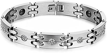 Titanium Steel Cubic Zirconia Magnetic Therapy Link Bracelet European Style