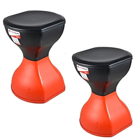 SARANGWARE Pinakin Stool Foldable Red & Black (Pack of 2)
