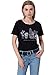 Persun Women Black Cute Cacuts Print Short Sleeve T-shirt,Black,Large