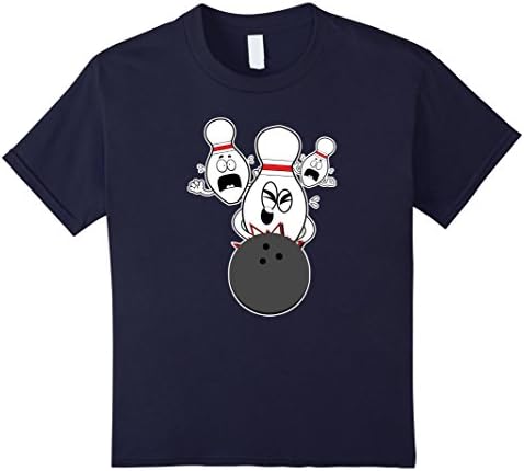 Kids Bowling Pins Knocked Down Strike Scared Nut Funny Cute Shirt 10 Navy