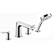 hansgrohe Metris Modern 2-Handle 20-inch Wide Roman Tub Filler Freestanding Bathtub Faucetand Shower Set in Chrome, 31444001