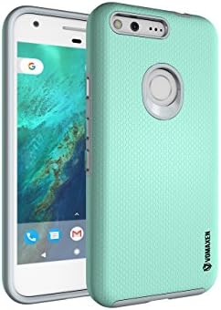 Google Pixel Case, Vomaxen Armor Hybrid [Anti-Slip][Anti-Scratches] [Shock Absorption] TPU Bumper Rubber Rugged Protective Cover Design for Google Pixel 5.0 inch 2016 – Black Mint Coral (Mint)