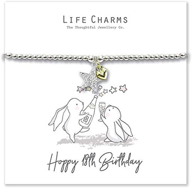 Life Charms Rosey Rabbits Happy 18th Birthday Bracelet