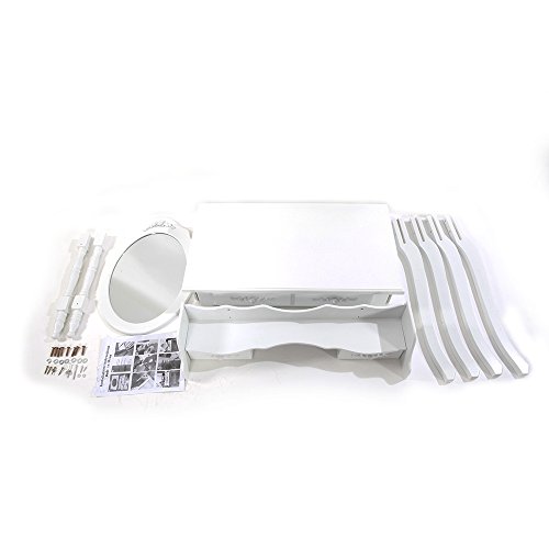 image for Goujxcy Vanity Set with Mirror and Stool, Makeup Table with 4 Drawers,