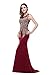 MisShow Women's Rhinestone Long Lace Formal Mermaid Evening Prom Dresses