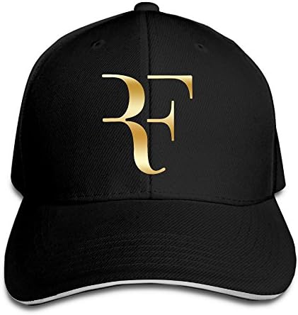 Roger Federer Gold Logo Men Baseball Cap Sandwich Peak Black