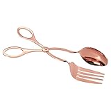 Buffet Tongs - Copper Coated Kitchen Serving Tongs with Strong Grip - Ideal for Serving Salad, Pasta or Appetizer - Rose Gold, 9.2 x 2 x 3.3 Inches