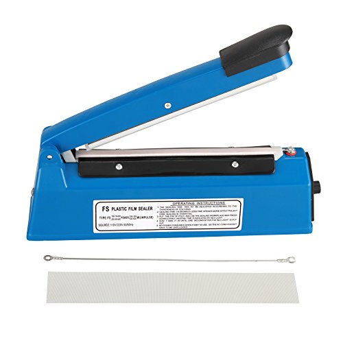 Windmax 8" Hand Impulse Sealer Heat Seal Machine Poly Sealing Free Element Grip (8", Blue)