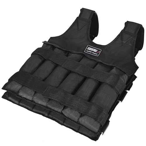 Gilet Lesté Réglable Vide, Gilet de Musculation Charge Maximale 50 kg/110 LB, Veste De Course Sports pour Hommes Femme, pour Crossfit, Musculation, Street Workout et Course à Pied (A)
