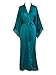 Old Shanghai Women's Kimono Robe Long - Lace Trim (Peacock)