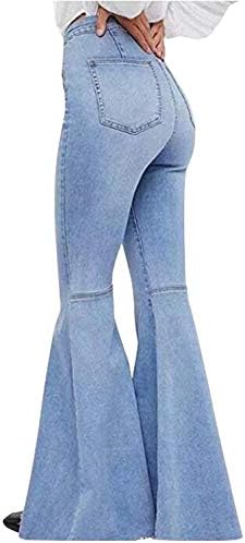 GALMINT Women's Juniors Retro Bell Bottom Wide LGE High Waisted Slim Fit Stretch Flared Denim Jeans Pants