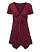 Lock and Love LL WT1359 Short Sleeve Knot Front Baby Doll Tunic XXL WINE