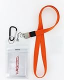 VAS Waterproof Cruise N Travel Cash, ID, Credit / Debit Card & Key Holder - ORANGE Deluxe Lanyard #5 Carabiner With RFID Protection -