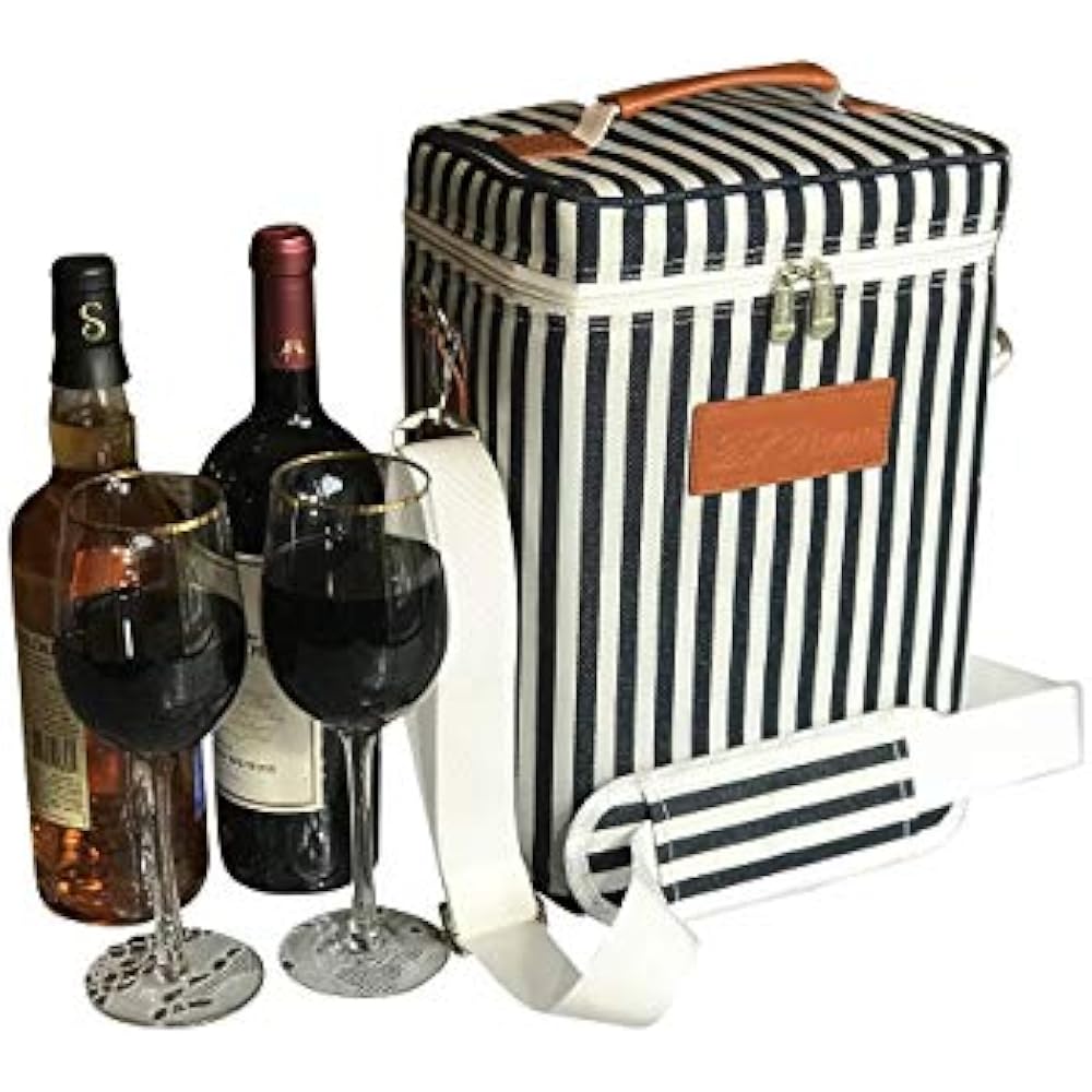 DS Picnic Insulated Wine Tote Bag Bottle Carrier 4 Capacity Cooler For