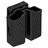 Universal Double Magazine Pouch, 9mm .40 Double Stack Mag. Holder Dual Stack Mag Holster with 1.5''-2'' Belt Clip Fit Glock Sig sauer S&W Beretta Browning Taurus H&K Most Pistol Mags