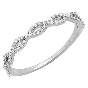 Dazzlingrock Collection Round White Diamond Infinity Crossover Swirl Wedding Band Ring for Women (0.20 ctw, Color I-J…