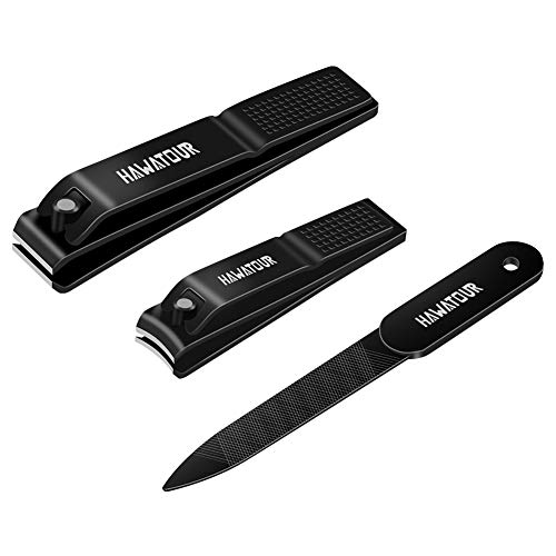 Nail Clippers Set, Stainless Steel Fingernail and Toenail Clipper with Nail File by HAWATOUR