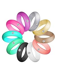 LUNIQI - Anillo de boda de silicona con diamantes de imitación, para mujer o mujer soltera, Navidad, día de la madre, día de San Valentín o boda