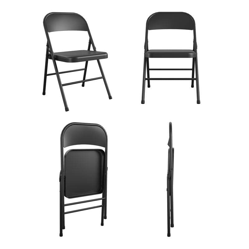 COSCO Essentials AllSteel Metal Folding Chair, FullSize, Double