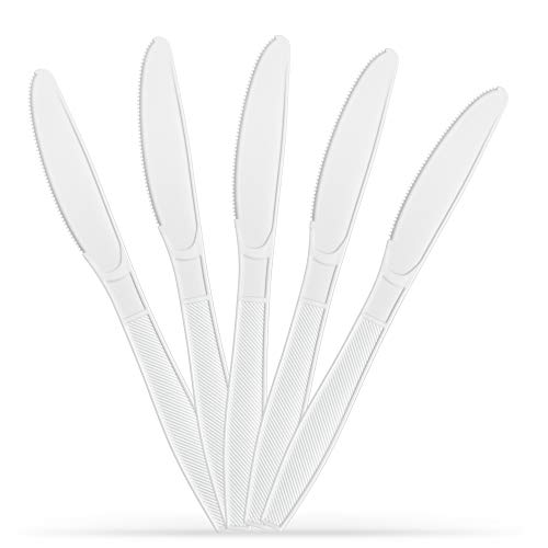 500 Knives] Plastimade White Disposable Extra Heavyweight Plastic Knives, Ideal For Wedding, Catering, Parties, Buffets, Events, Or Everyday Use, 1 Pack...