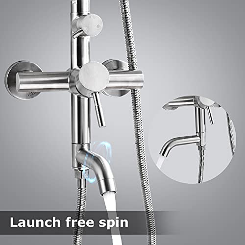 Aolemi Outdoor Shower Fixture SUS304 Triple Function Brushed Nickel