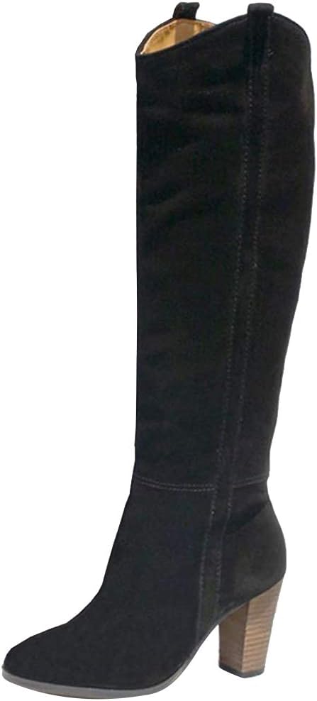 NINGUTA Women Wellington Knee high Boots for Autumn high Heels Genuine Leather Ladies Shoes Woman 36-42