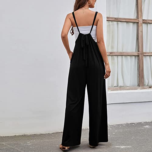 YMADREIG Womens Overalls Casual Wide Leg Jumpsuit One Piece Long Pant Adjustable Strap Rompers Plus Size Jumpsuit with