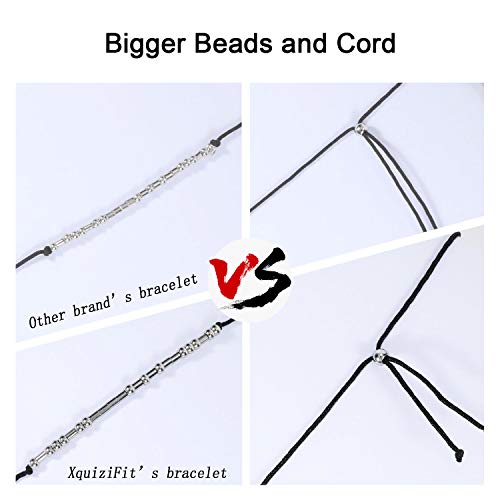 XquiziFit Morse Code Bracelet 3mm Silver Beads on Silk Cord Jewelry Gift for Women, Cute Bracelet with Special Meaning