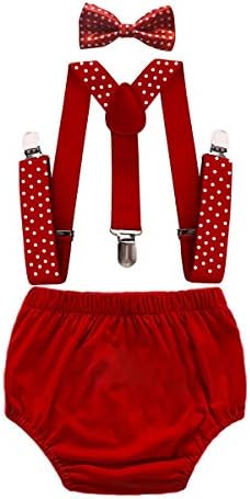 IZKIZF Baby Boys 1st 2nd Birthday Costume Cake Smash Photo Props Outfits Diaper Cover Suspenders Polka Dots Bow Tie