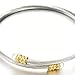 COOLSTEELANDBEYOND Ladies Elastic Adjustable Steel Twisted Cable Bangle Bracelet and Ring with White Pearl