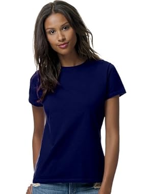 Hanes Womens 4.5 oz., 100% Ringspun Cotton nano-T T-Shirt (SL04)- DEEP NAVY,L