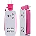 USB Power Strip, Portable Travel Charger Outlets 2.1AMP+1AMP 21W 1.5M/5ft Power Supply Cord with Universal Plug Wide Range Input 100v-240v Power Sockets USB charger station 4 Port USB Charger (Pink)