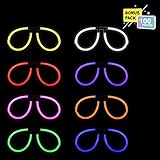 Lumistick Aviator Glow Eyeglasses | Light Up Neon Glow Eyewear | Illuminating Eye-catching Party Wear | Non-Toxic & Kids Safe Light Up Fluorescent Specs with Connectors (Assorted, 100 Eyeglasses)