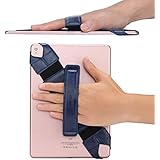Joylink Hand Strap Holder Updated Version with Secure and 360°Swivel Leather Handle Grip Elastic Belt for All 10.1" Tablets (iPad Air Pro Samsung Nexus), Navy Blue