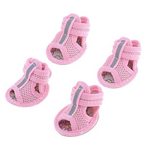uxcell Rubber Sole Mesh Sandals Yorkie Chihuaha Dog Boots Shoes Size 2 2 Pairs Pink