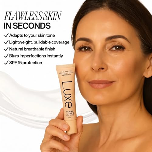 Luxe Changing Foundation for Light to Medium Skin Tone with Essential Brush Set – Smooth, Buildable Coverage – Includes Professional Makeup Brush for Flawless Application
