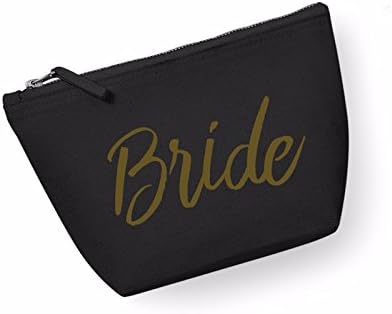 Bride Make up Cosmetic Wash Bag Wedding Gift Bridal Party Hen Favours Bag (Large, Black)