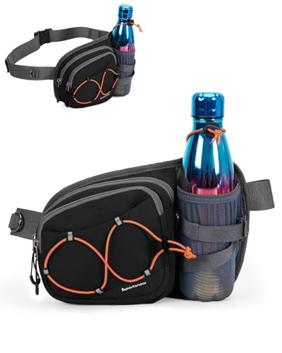 Sportsnew Bum Bag Fanny Pack with Water Bottle Holder, 2L Light Waist Bag, Water-Resistant for Hiking Running Cycling Dog Walking Travel