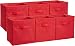 AmazonBasics Foldable Storage Bins Cubes Organizer, 6-Pack, Red primary