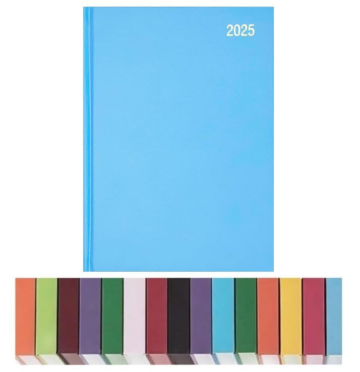 Top Sale 2025 Day Per Page A4 Yearly Diary with Hard Cover and Matching Ribbon Marker – Light Blue