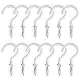 CandyHome 12 Pcs 2 Inches Ceiling Hooks Cup Hooks Holder Screw-in Hooks for Hanging Plants Mugs Kitchen Utensils Wind Chimes and More (White)