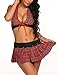 wearella Women Sexy Schoolgirl Costume Lingerie Set Halter Bra Top and Mini Skirt Outfits Wine Red L