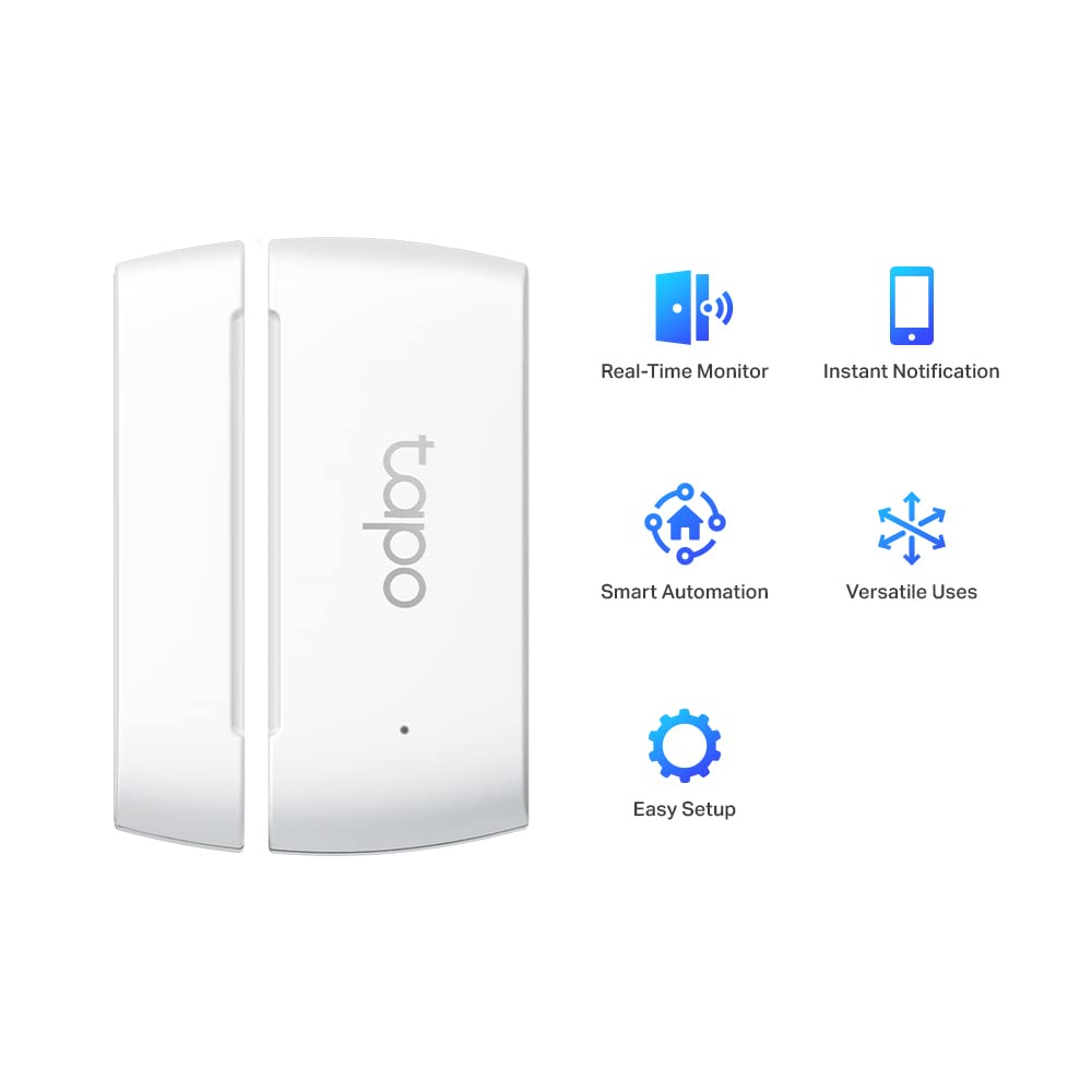 Tapo Door Sensor Mini, REQUIRES Tapo Hub, Long Battery Life w/Sub-1G Low-Power Wireless protocol, Contact Sensor, 15mm Wide Gap Allowed, Real-Time Notification, Smart Action (Tapo T110)
