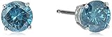 Blue Diamond 14k White Gold Stud Earrings