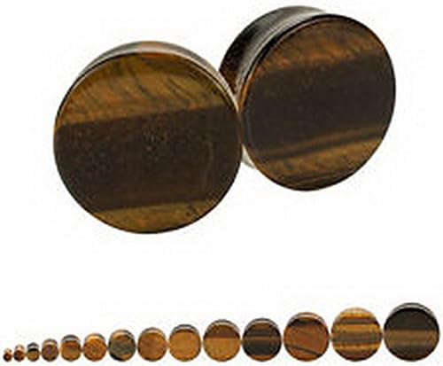 Blazers Jewelry 1985 Tiger's Eye Stone Organic Ear Plugs Saddle Flared Pair 00g (10mm)