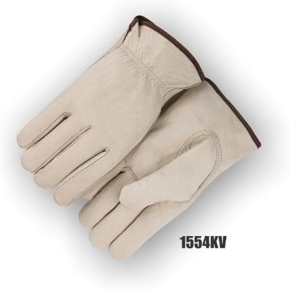 Majestic Glove 1554KV/8 Glove, Kevlar Lined Goat Driver, Keystone Thumb, Small, Beige (Pack of 12)