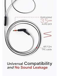 Symphonized NRG X Premium - Auriculares in-ear de madera auténtica con aislamiento de ruido, auriculares con almohadillas angulares, micrófono en línea y control de volumen, auriculares estéreo