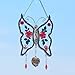 Cos2be Butterfly Suncatcher with Pressed Flower Wings in Glass Ornament for Window Silver Metal Wind Engraved Charm - Gifts for Sister Mom Grandma Birthdays Christmas St.Patrick's Day with Gift Boxes