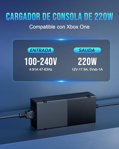 DINTYOU Xbox One Power Supply, Xbox Controller Charger Power Supply 200-240V for Xbox One 100-240V, 220W (Silent Version)
